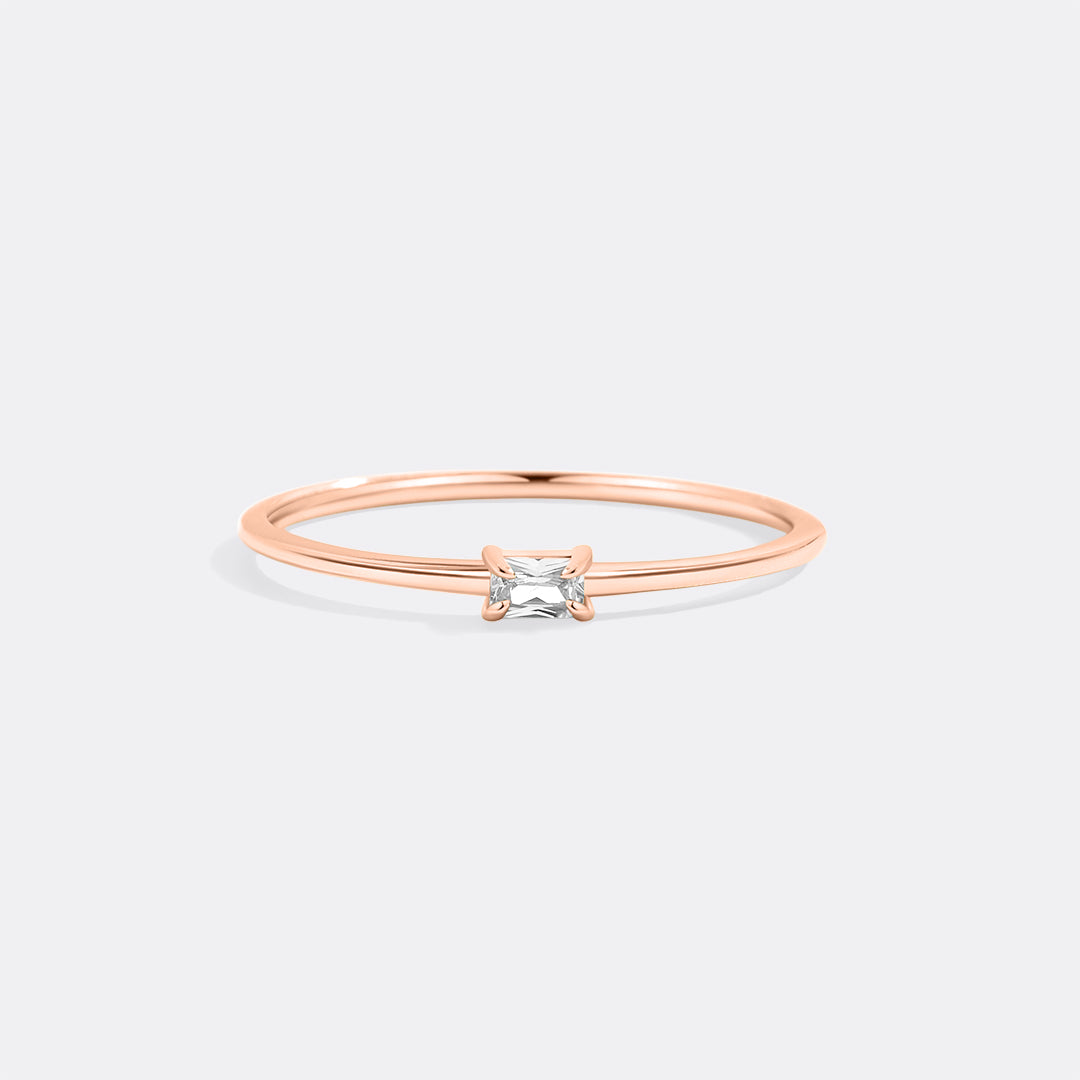 Diamond Dainty Baguette Stacking Ring by Seeyoura