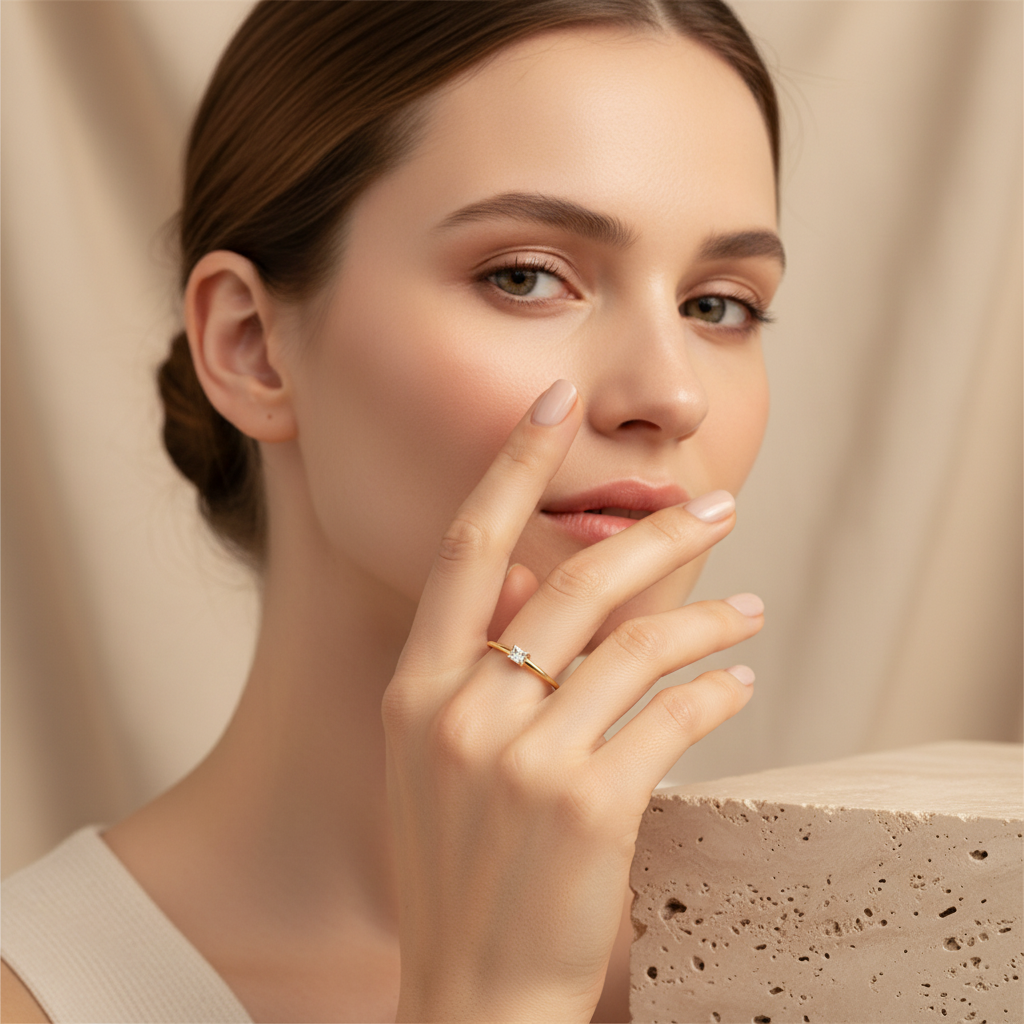 Diamond Dainty Baguette Stacking Ring by Seeyoura