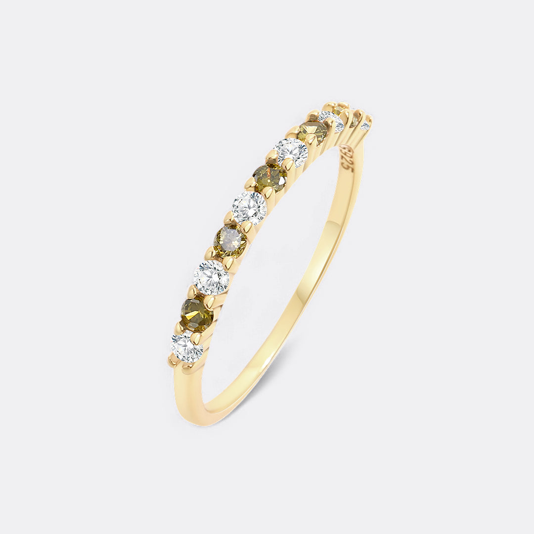 Diamond & Gemstone Stackable Ring in August Peridot, 18-k-gold-over-sterling-silver by Seeyoura
