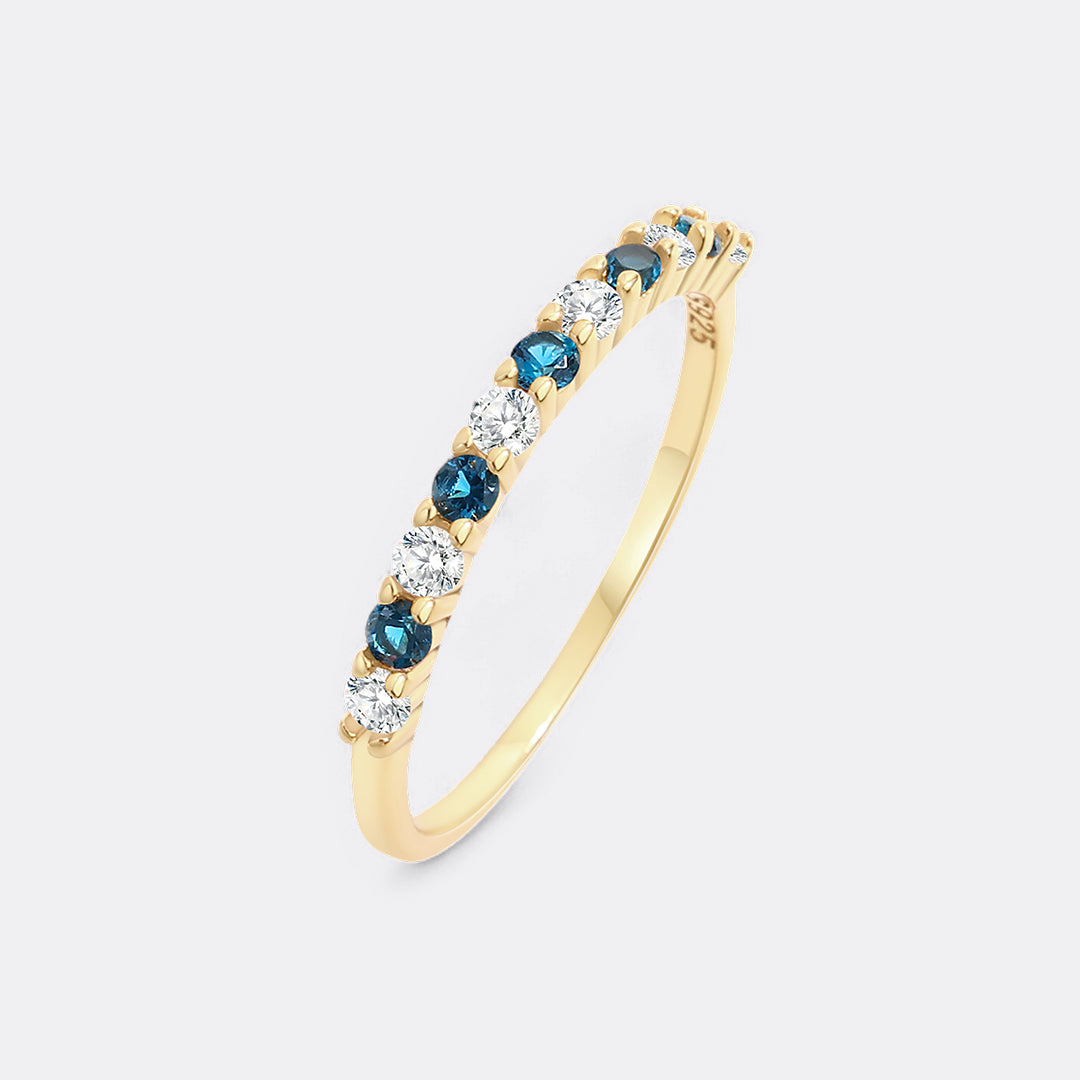 Diamond & Gemstone Stackable Ring in December Blue Topaz, 18-k-gold-over-sterling-silver by Seeyoura