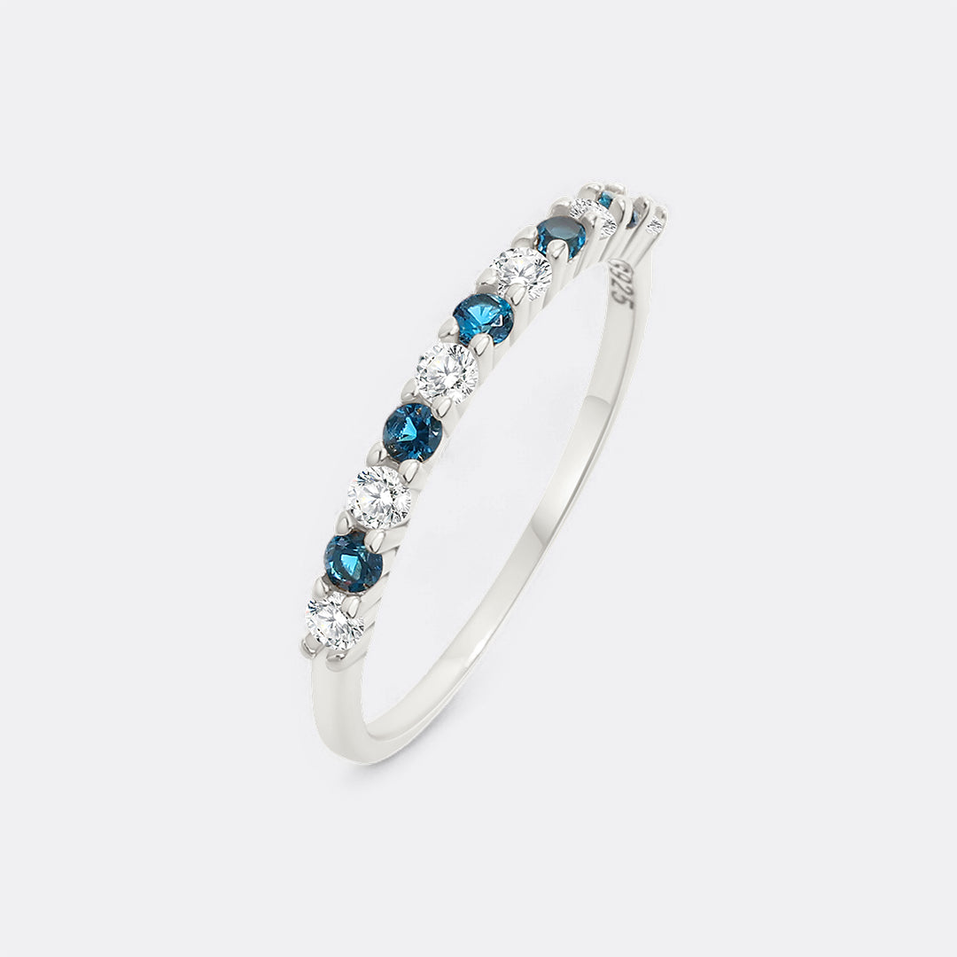 Diamond & Gemstone Stackable Ring in December Blue Topaz, 925-sterling-silver by Seeyoura
