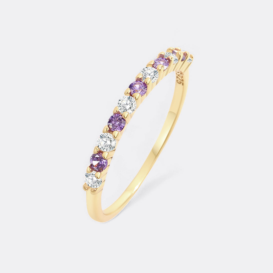 Diamond & Gemstone Stackable Ring in February Amethyst, 18-k-gold-over-sterling-silver by Seeyoura