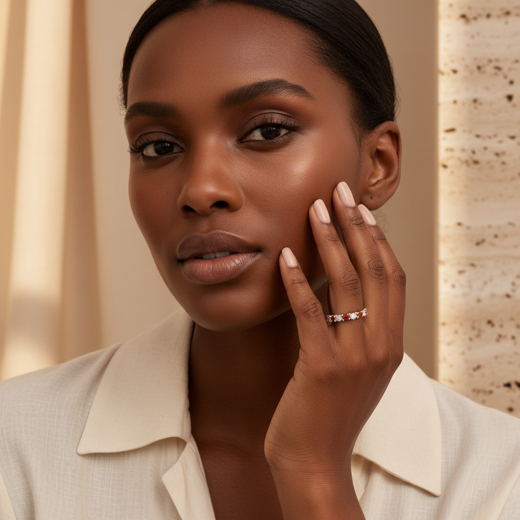 Diamond & Gemstone Stackable Ring by Seeyoura