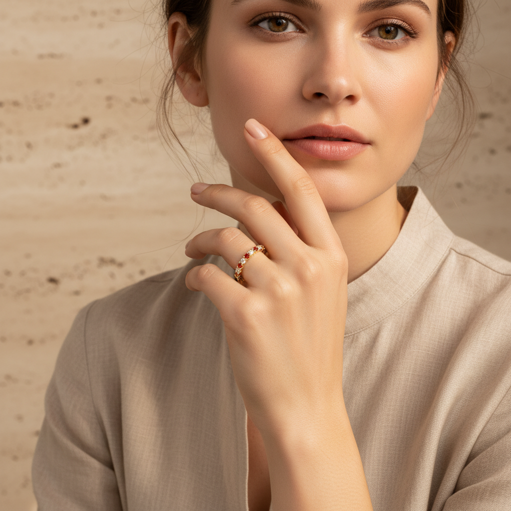 Diamond & Gemstone Stackable Ring by Seeyoura