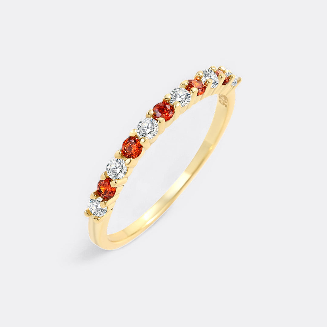 Diamond & Gemstone Stackable Ring in January Garnet, 18-k-gold-over-sterling-silver by Seeyoura