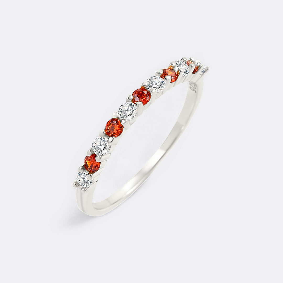 Diamond & Gemstone Stackable Ring in January Garnet, 925-sterling-silver by Seeyoura