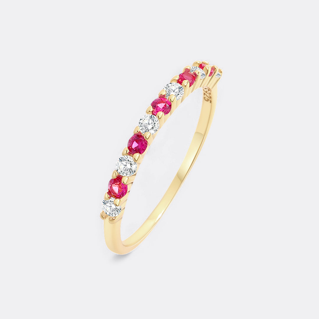 Diamond & Gemstone Stackable Ring in July Ruby, 18-k-gold-over-sterling-silver by Seeyoura