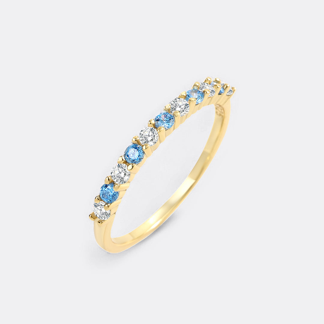 Diamond & Gemstone Stackable Ring in March Aquamarine, 18-k-gold-over-sterling-silver by Seeyoura