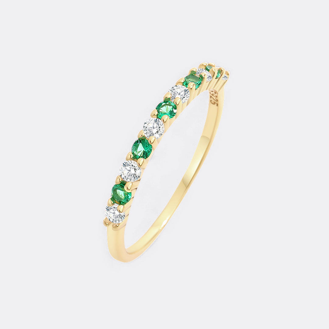 Diamond & Gemstone Stackable Ring in May Emerald, 18-k-gold-over-sterling-silver by Seeyoura