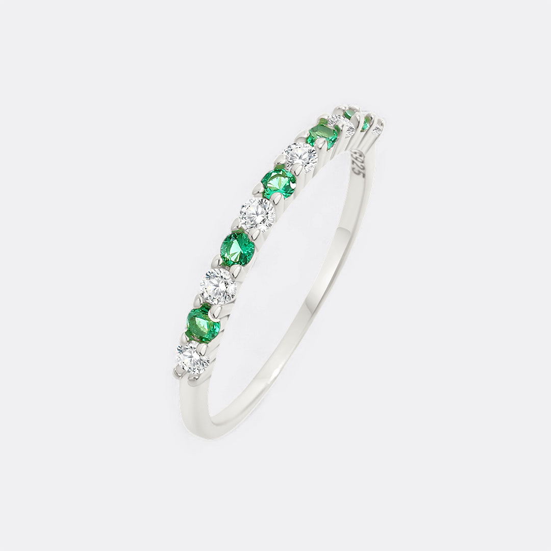 Diamond & Gemstone Stackable Ring in May Emerald, 925-sterling-silver by Seeyoura