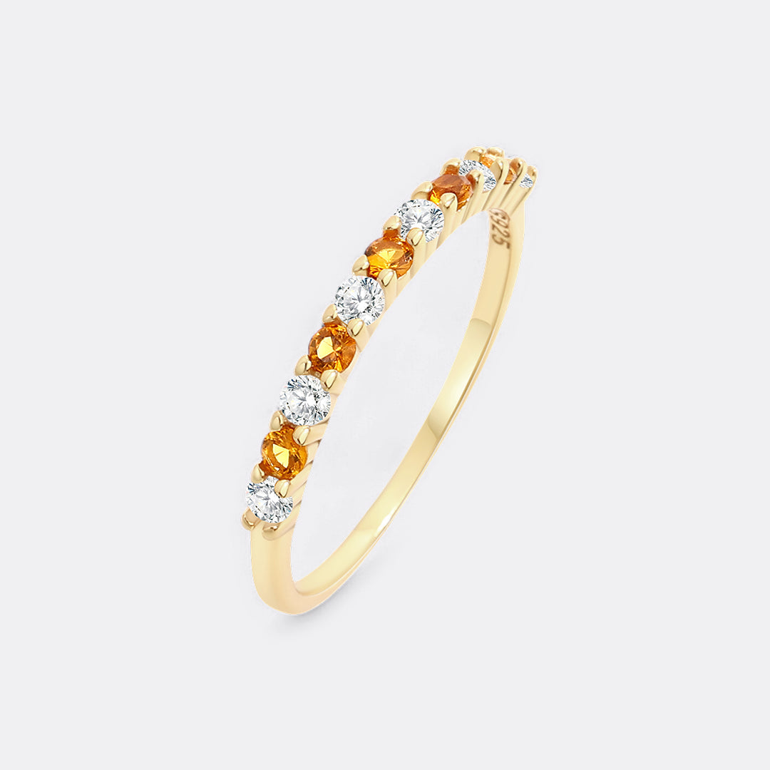 Diamond & Gemstone Stackable Ring in November Citrine, 18-k-gold-over-sterling-silver by Seeyoura