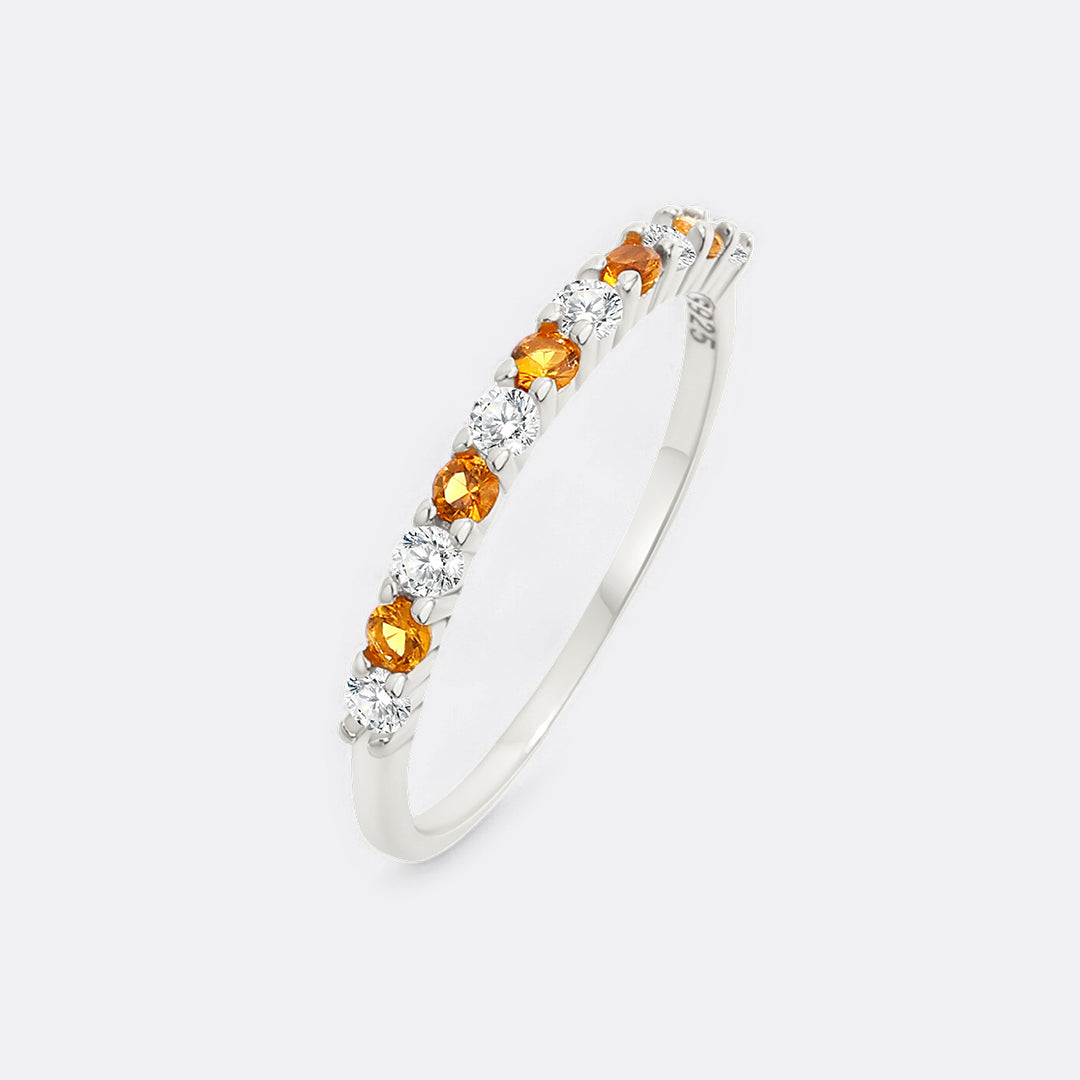 Diamond & Gemstone Stackable Ring in November Citrine, 925-sterling-silver by Seeyoura
