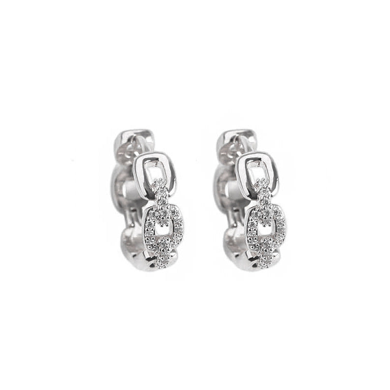 Diamond Hoop Earrings — Silver in Diamond Hoop Earrings — Silver. by Seeyoura
