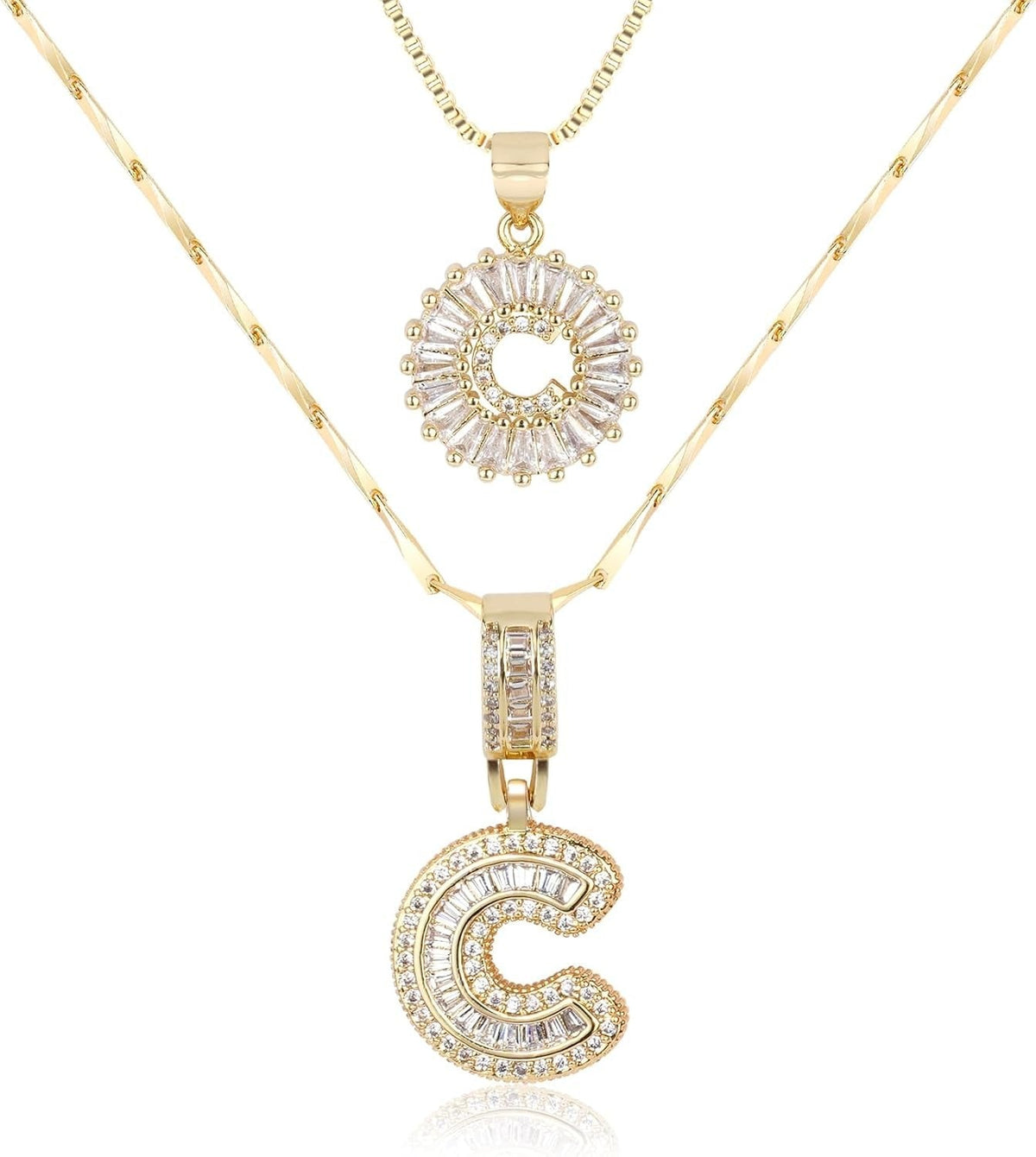 Diamond Letter Pendant Necklace in gold, C by Seeyoura