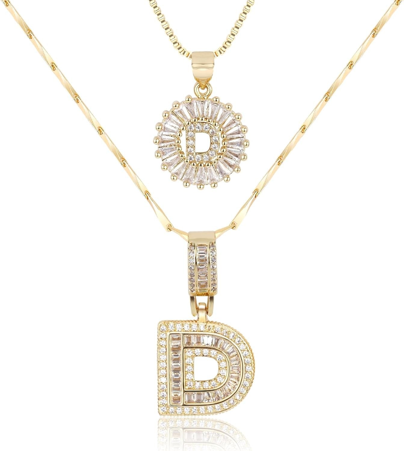 Diamond Letter Pendant Necklace in gold, D by Seeyoura
