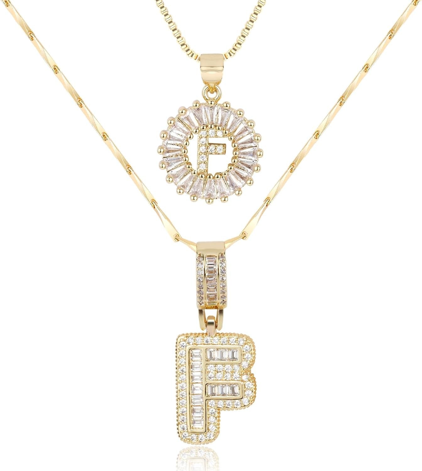 Diamond Letter Pendant Necklace in gold, F by Seeyoura
