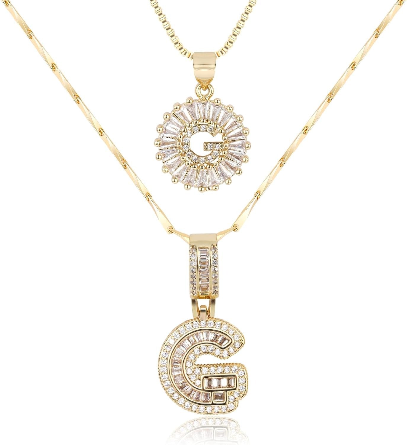Diamond Letter Pendant Necklace in gold, G by Seeyoura