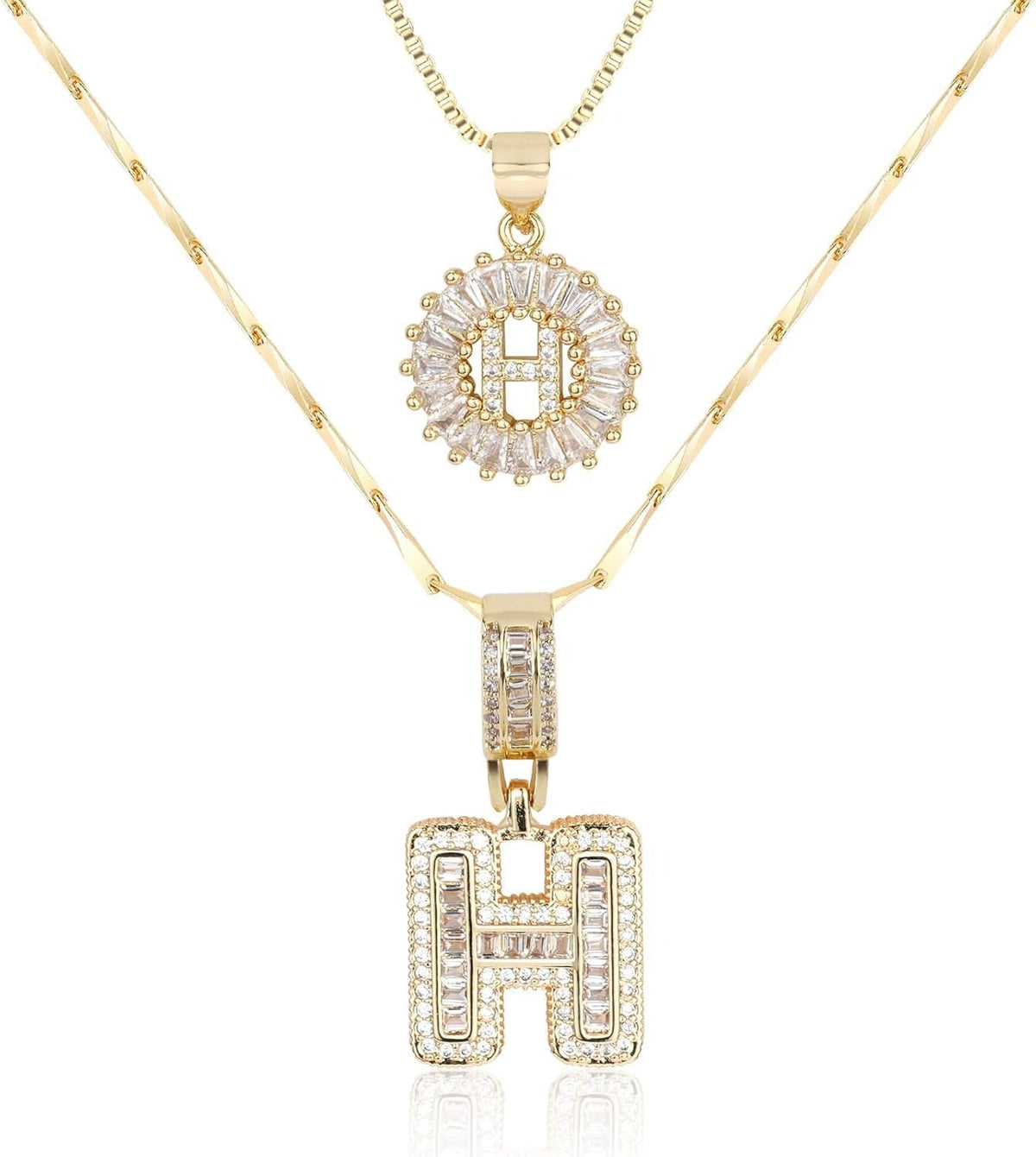 Diamond Letter Pendant Necklace in gold, H by Seeyoura
