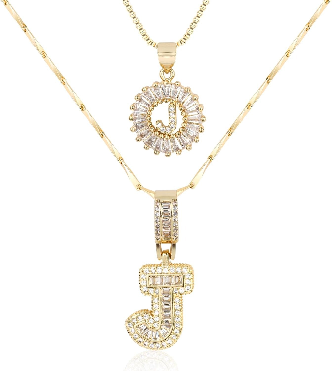 Diamond Letter Pendant Necklace in gold, J by Seeyoura