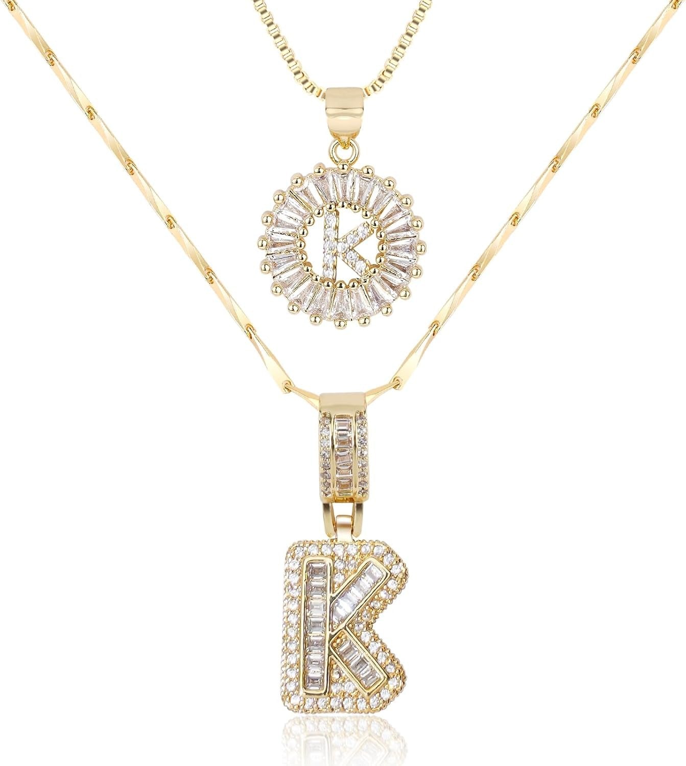 Diamond Letter Pendant Necklace in gold, K by Seeyoura