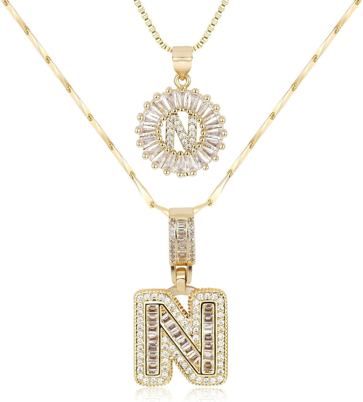 Diamond Letter Pendant Necklace in gold, N by Seeyoura
