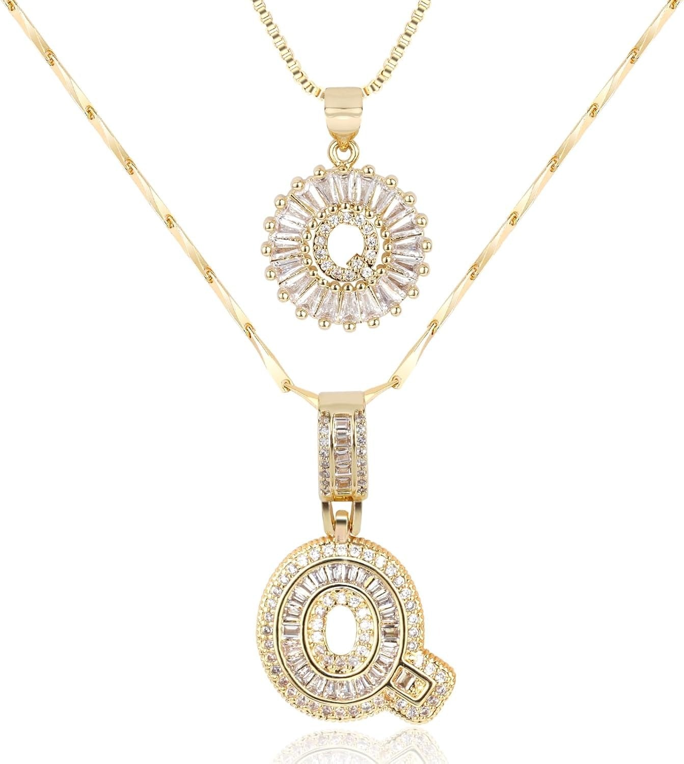 Diamond Letter Pendant Necklace in gold, Q by Seeyoura