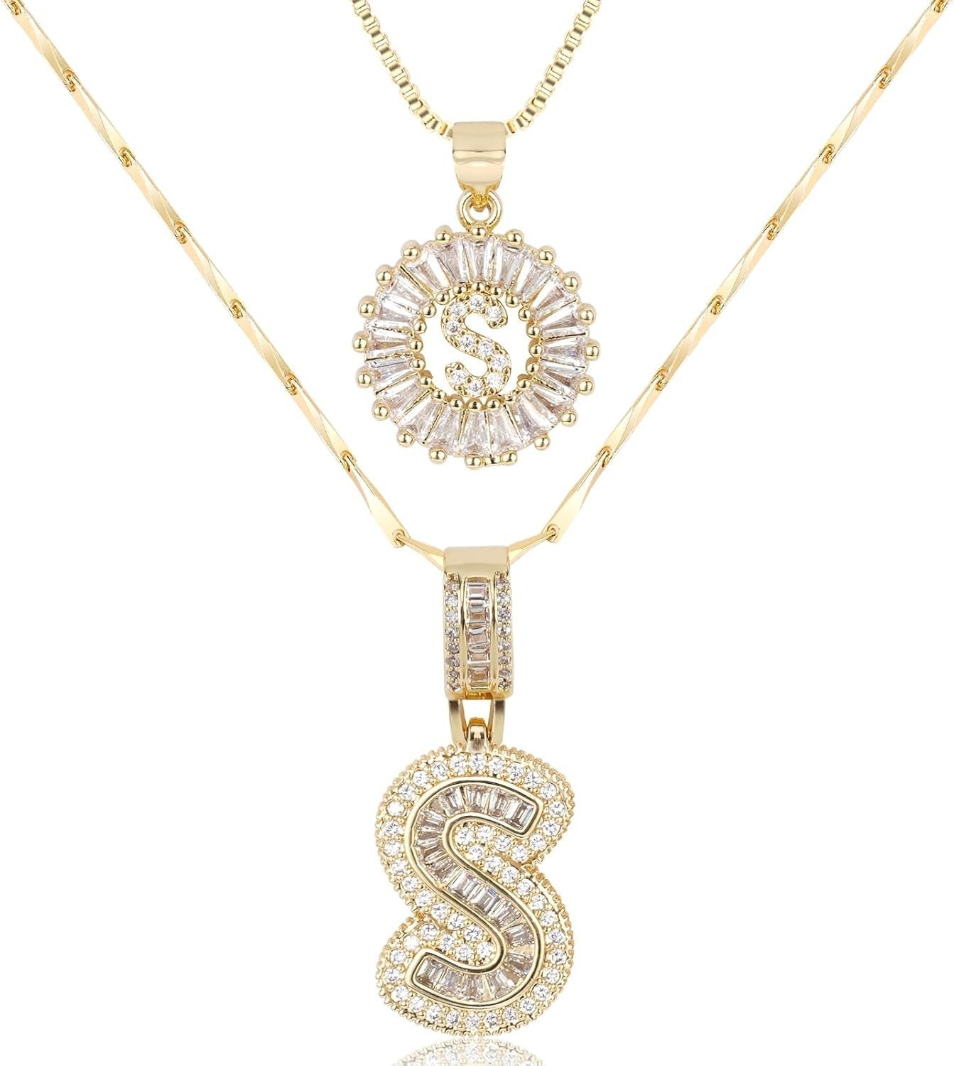 Diamond Letter Pendant Necklace in gold, S by Seeyoura