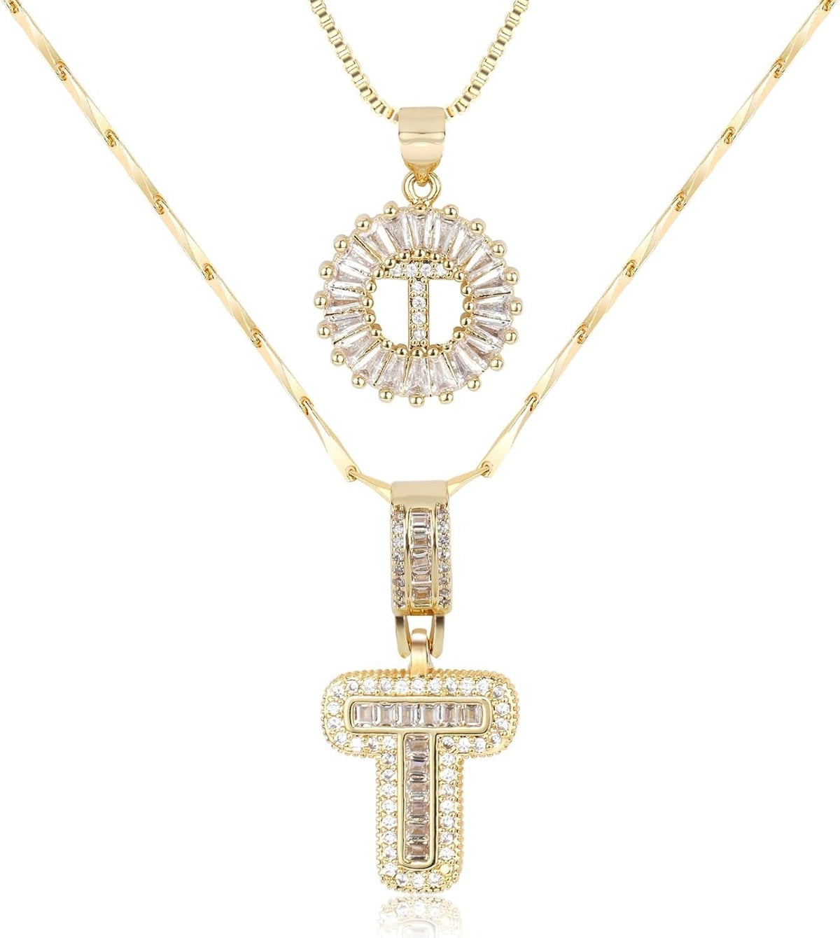 Diamond Letter Pendant Necklace in gold, T by Seeyoura