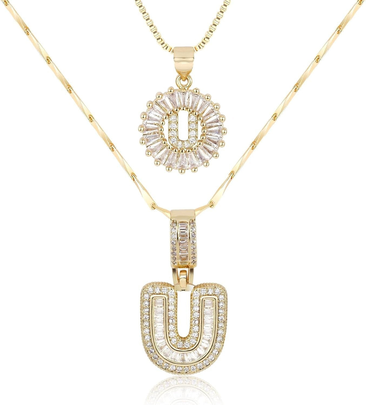 Diamond Letter Pendant Necklace in gold, U by Seeyoura