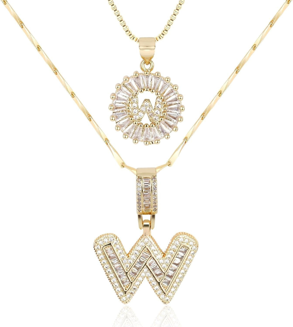 Diamond Letter Pendant Necklace in gold, W by Seeyoura
