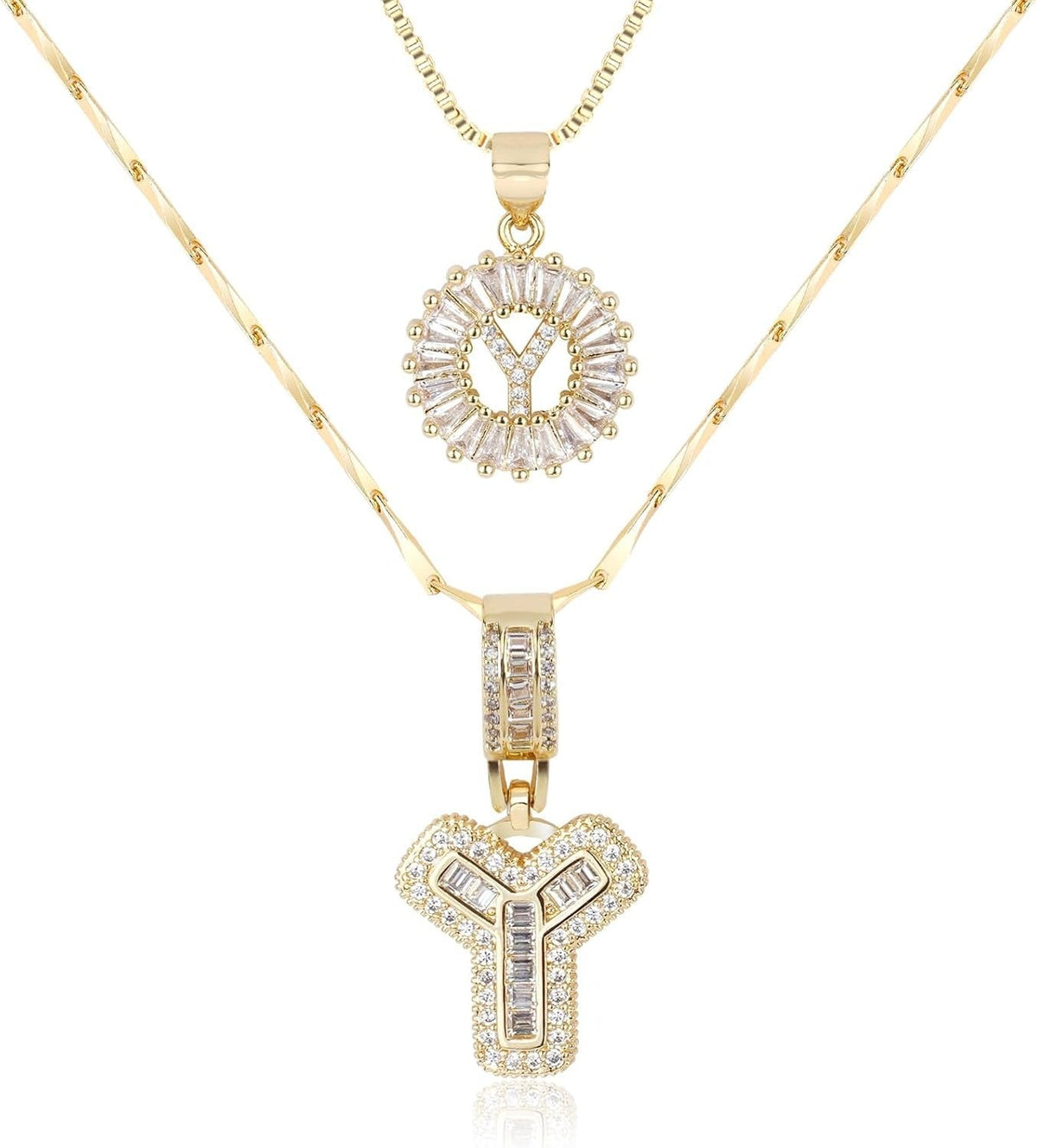 Diamond Letter Pendant Necklace in gold, Y by Seeyoura