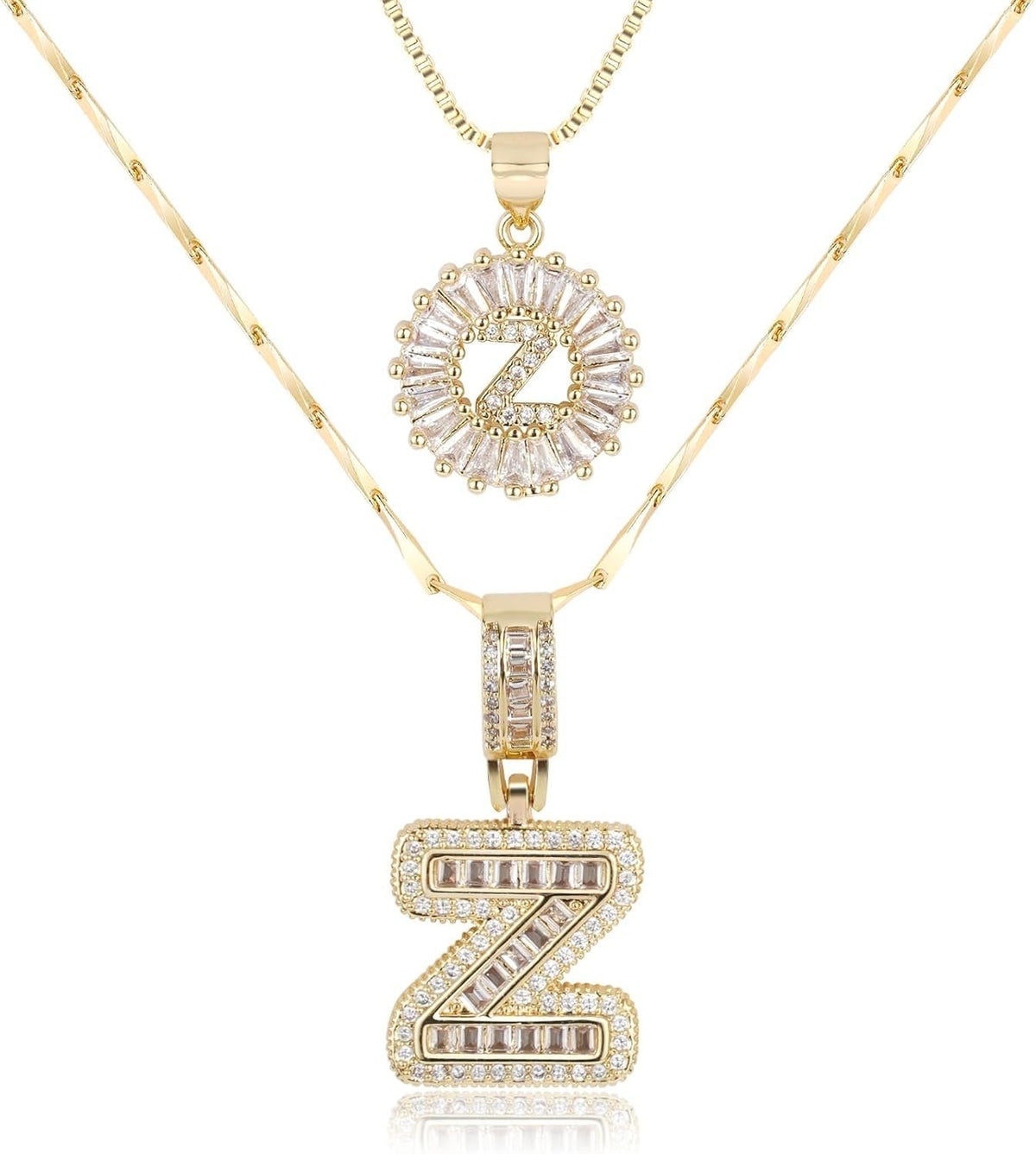 Diamond Letter Pendant Necklace in gold, Z by Seeyoura