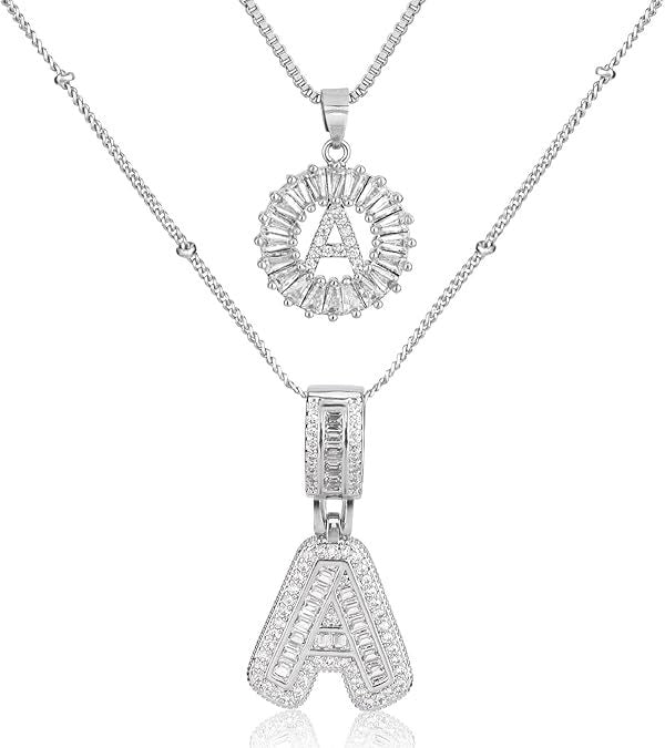 Diamond Letter Pendant Necklace in silver, A by Seeyoura
