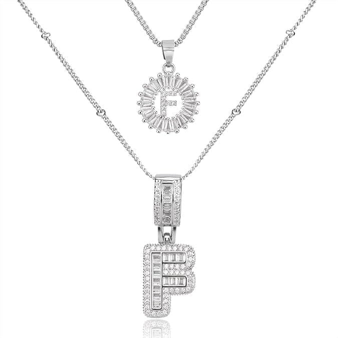 Diamond Letter Pendant Necklace in silver, F by Seeyoura