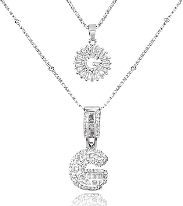 Diamond Letter Pendant Necklace in silver, G by Seeyoura