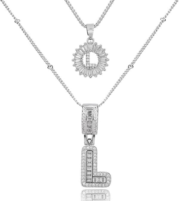 Diamond Letter Pendant Necklace in silver, L by Seeyoura