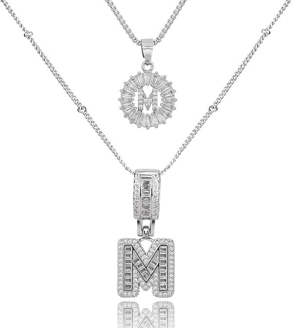 Diamond Letter Pendant Necklace in silver, M by Seeyoura