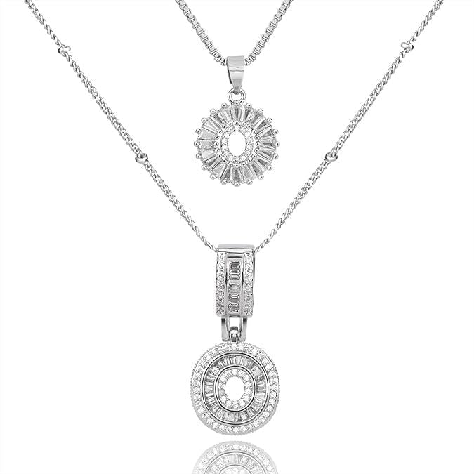 Diamond Letter Pendant Necklace in silver, O by Seeyoura