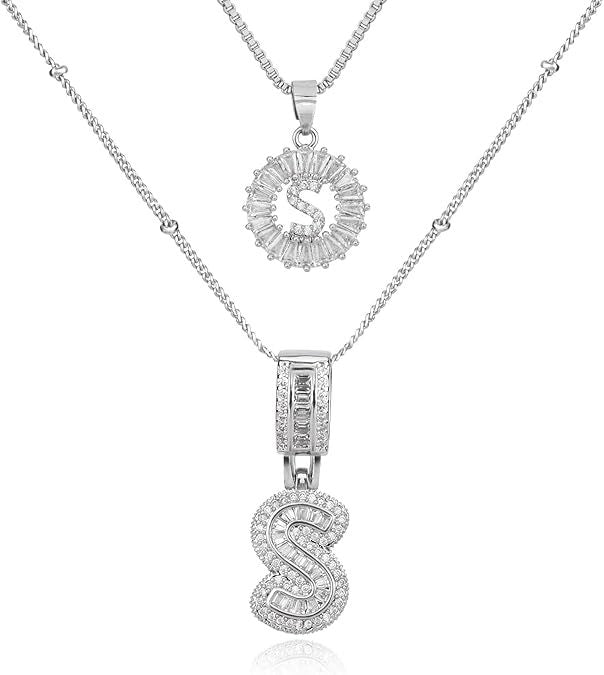 Diamond Letter Pendant Necklace in silver, S by Seeyoura