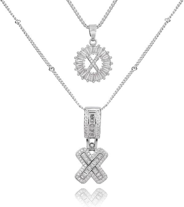 Diamond Letter Pendant Necklace in silver, X by Seeyoura