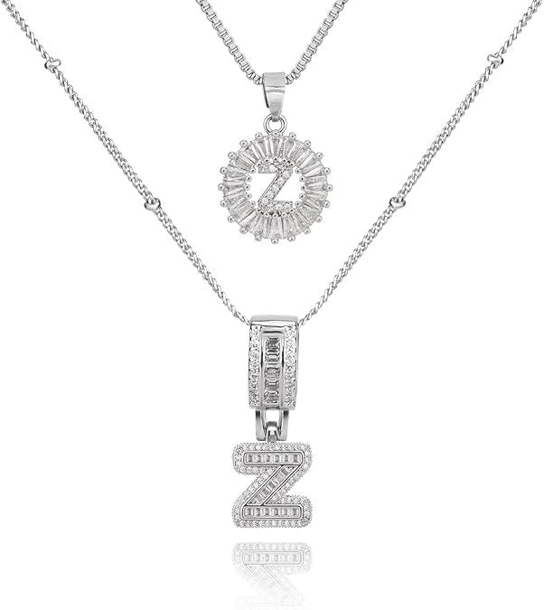 Diamond Letter Pendant Necklace in silver, Z by Seeyoura