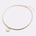 Mother of Pearl Disc Letter Necklace with Rope Chain in Gold, 18" + 2" by Seeyoura