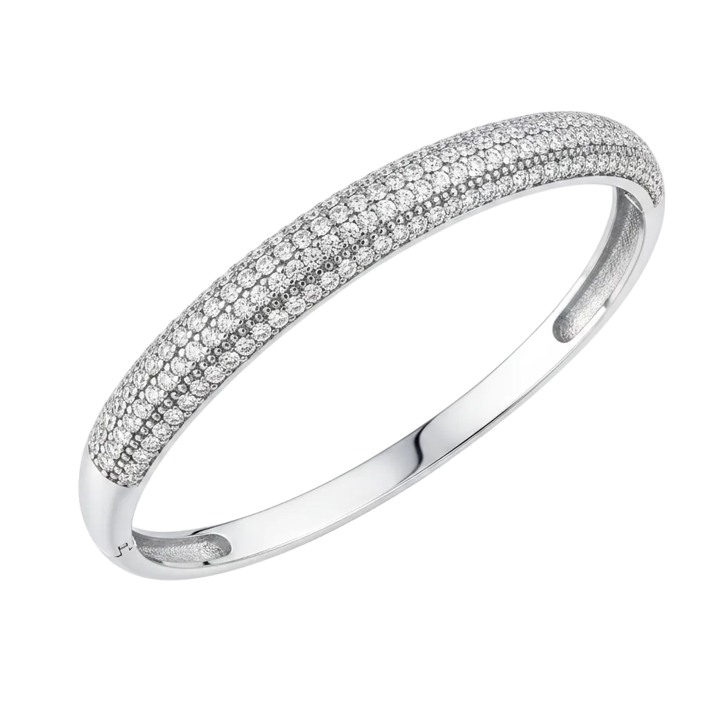 Domed Pave Cuff Bracelet in silver by Seeyoura