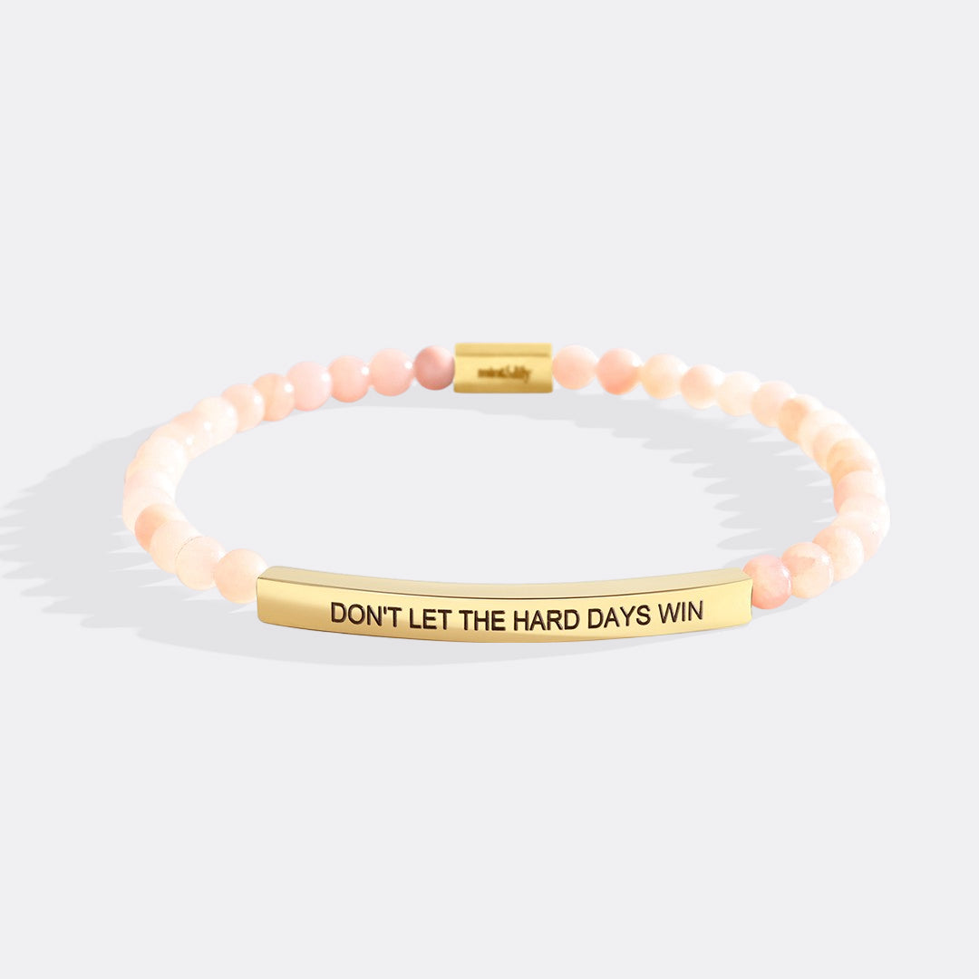 Don't Let The Hard Days Win Beaded Inspire Bracelet in gold-plate-and-rose-quartz by Seeyoura