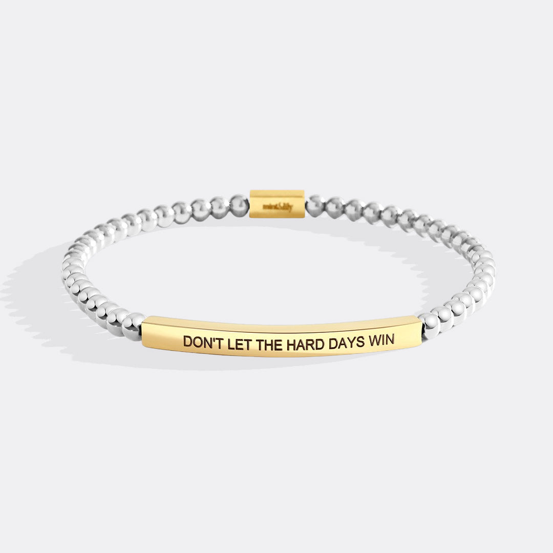 Don't Let The Hard Days Win Beaded Inspire Bracelet in gold-plate-with-silver-beads by Seeyoura