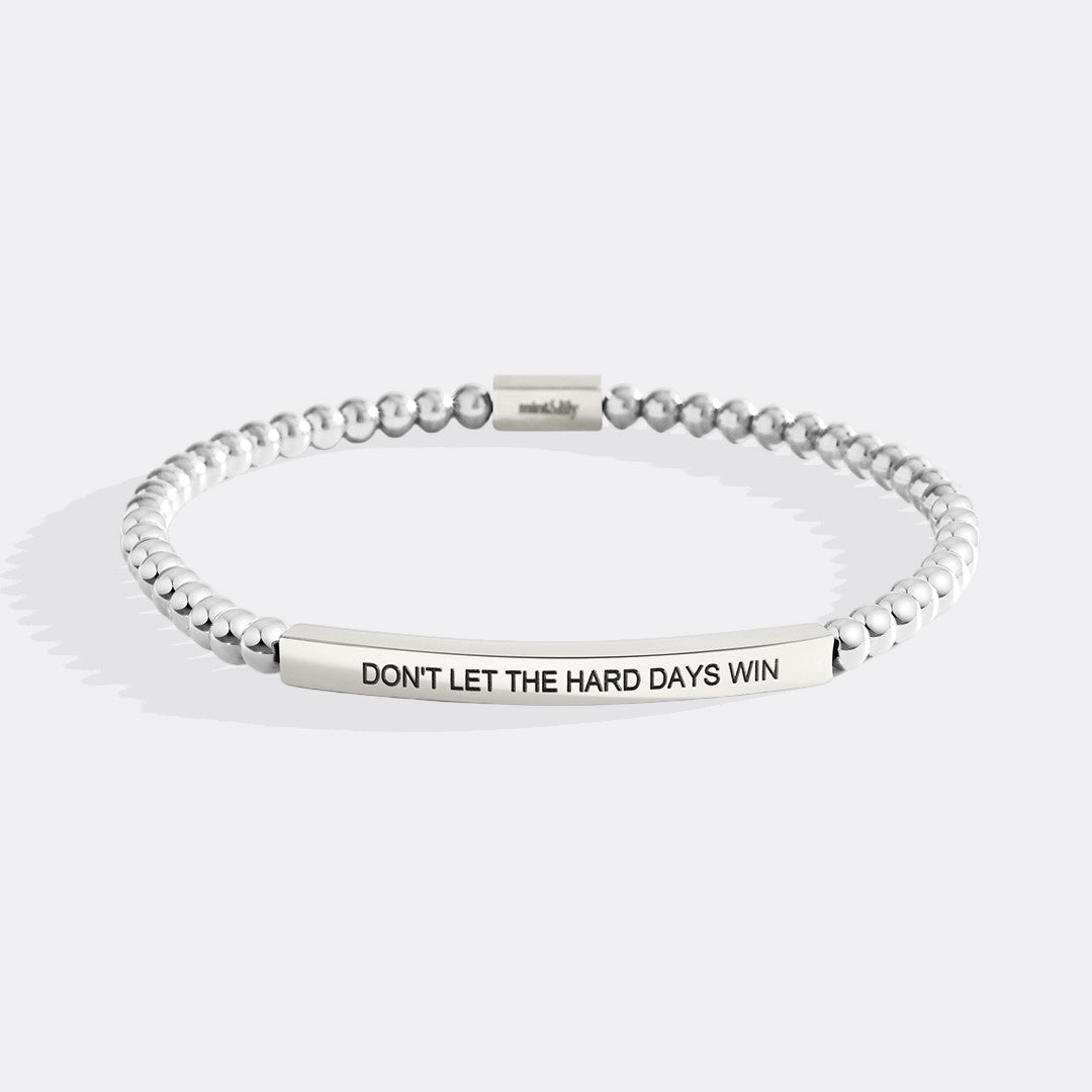 Don't Let The Hard Days Win Beaded Inspire Bracelet in silver-plate-with-silver-beads by Seeyoura