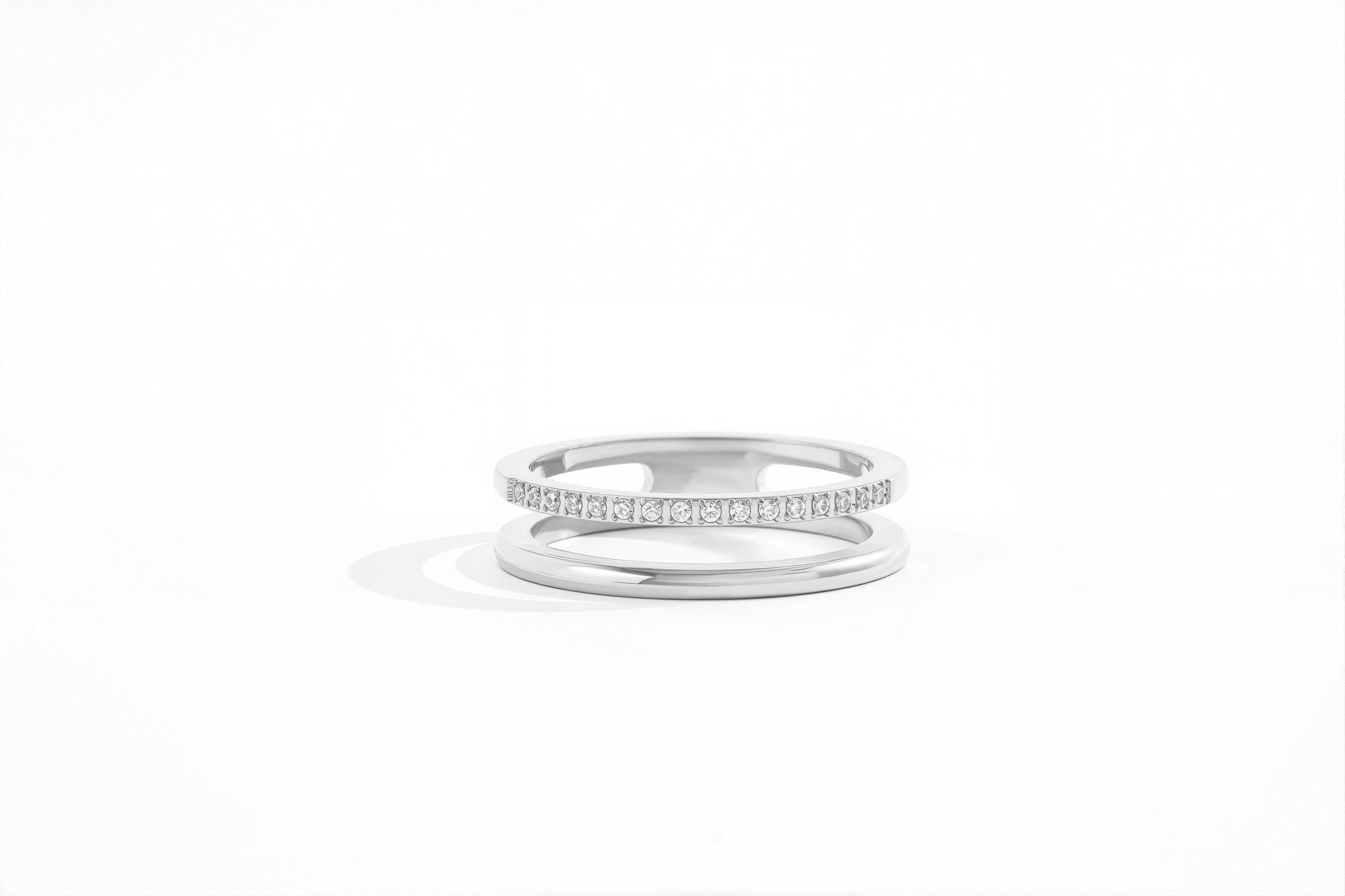 Double Band Pave Ring in 925 Sterling Silver by Seeyoura