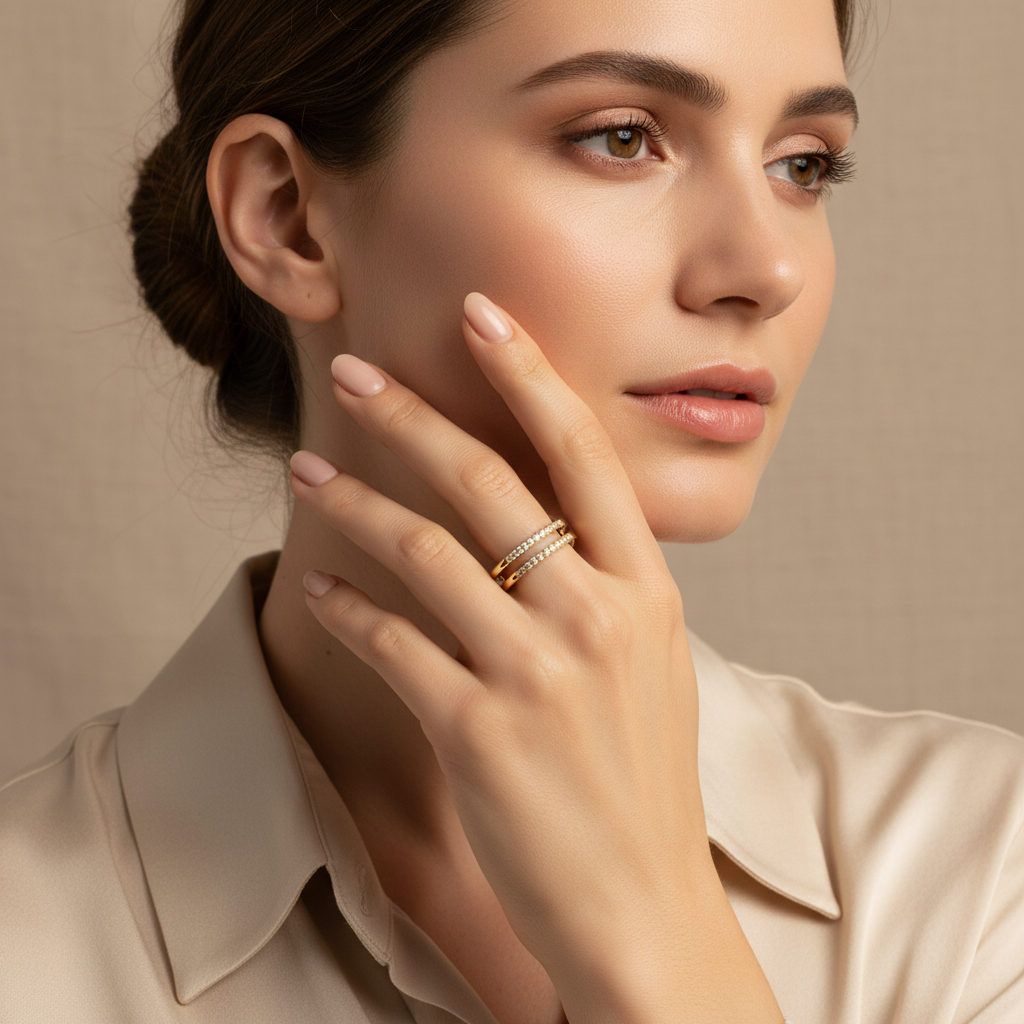 Double Band Pave Ring by Seeyoura