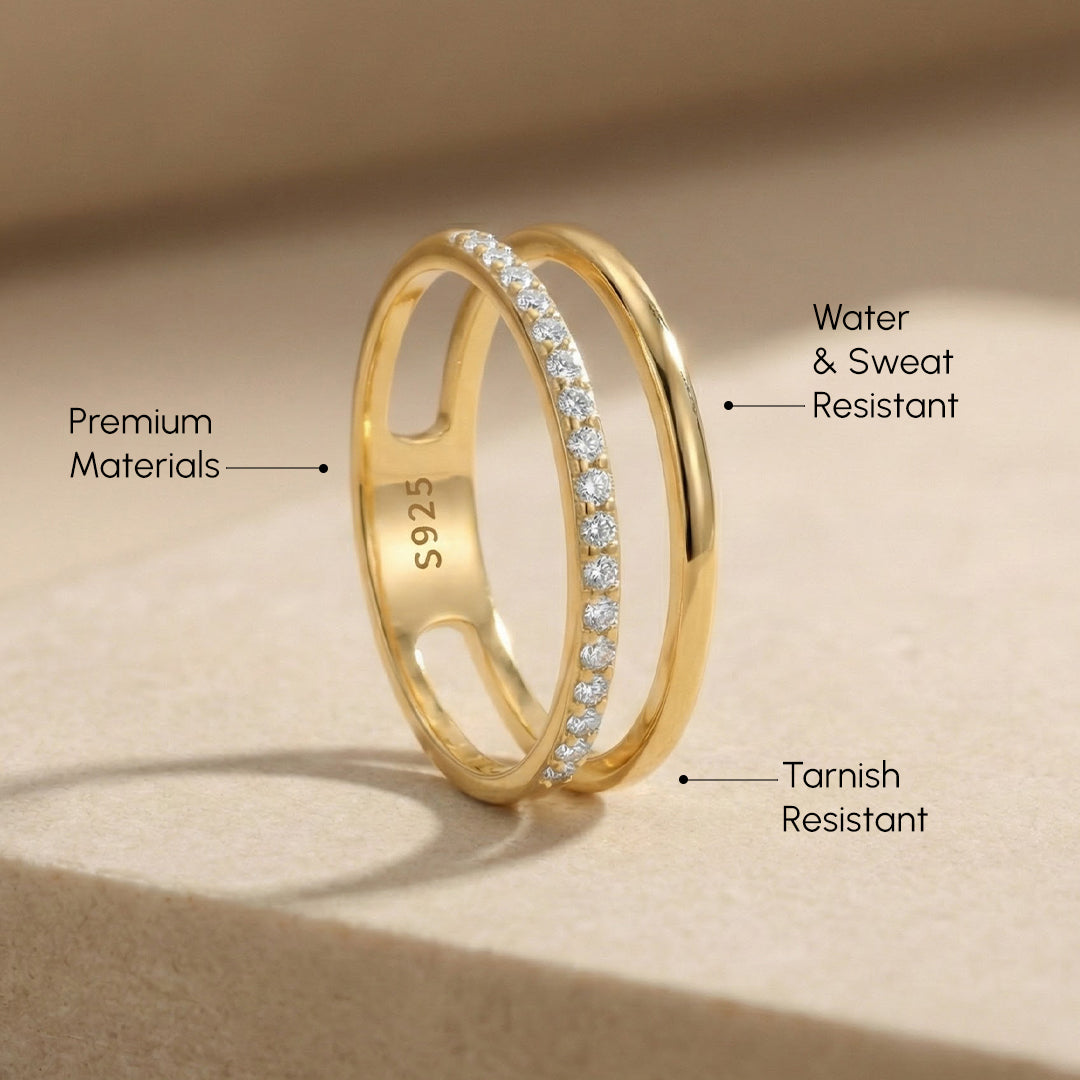 Double Band Pave Ring by Seeyoura