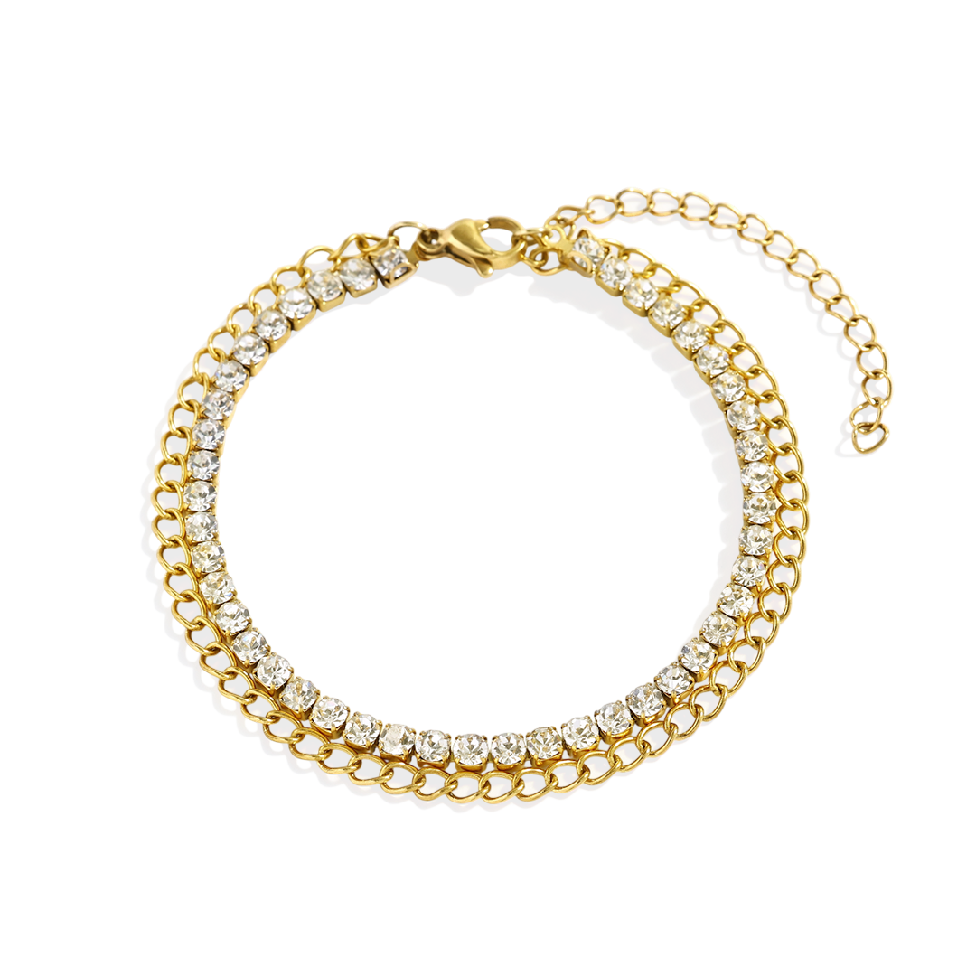 Double Chain Tennis Bracelet in gold by Seeyoura